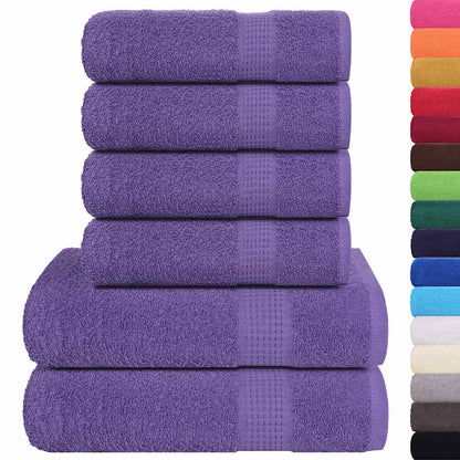vidaXL 6 Piece Towel Set "FROGN" Purple 360 gsm