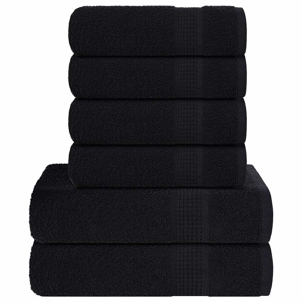 vidaXL 6 Piece Towel Set "FROGN" Black 360 gsm