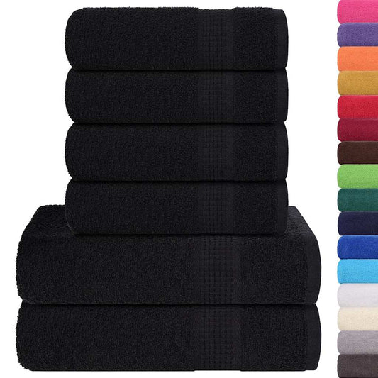 vidaXL 6 Piece Towel Set "FROGN" Black 360 gsm