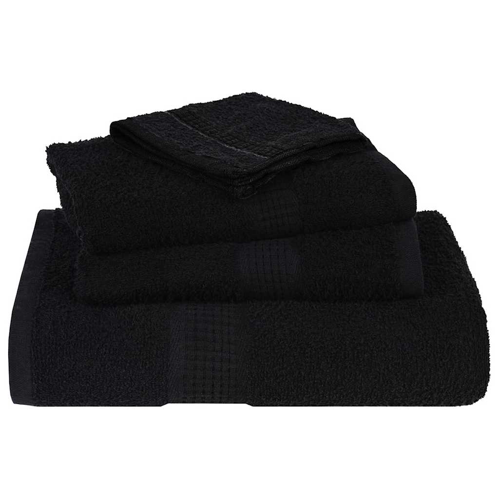 vidaXL 6 Piece Towel Set "FROGN" Black 360 gsm