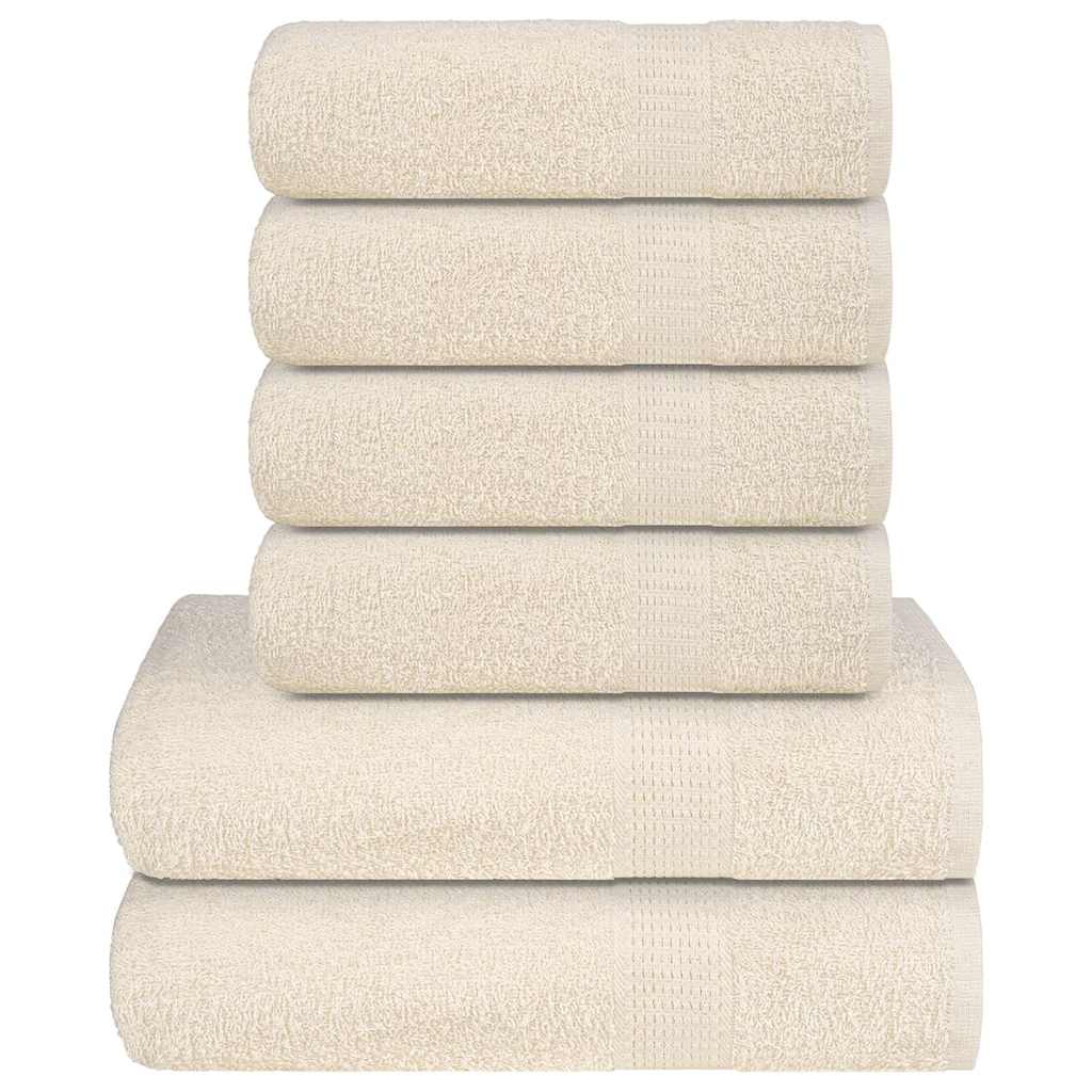 vidaXL 6 Piece Towel Set "FROGN" Cream 360 gsm
