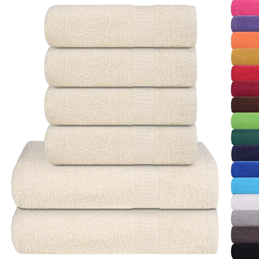 vidaXL 6 Piece Towel Set "FROGN" Cream 360 gsm