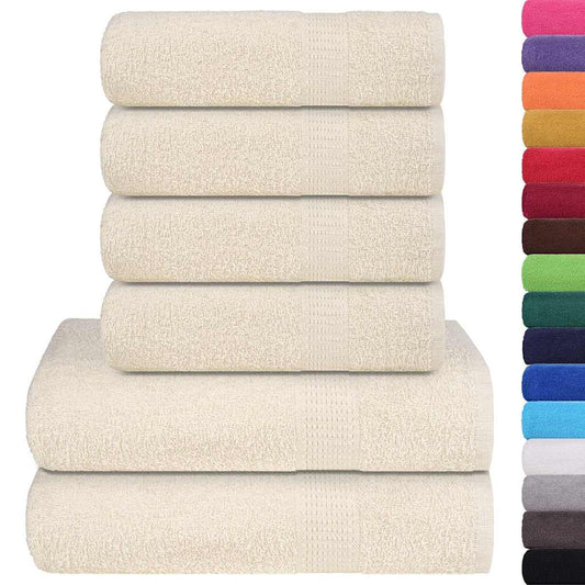 vidaXL 6 Piece Towel Set "FROGN" Cream 360 gsm