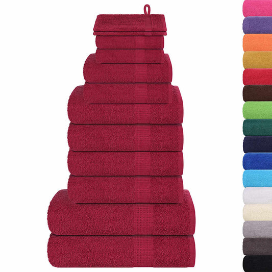 vidaXL 12 Piece Towel Set "FROGN" Bordeaux 360 gsm