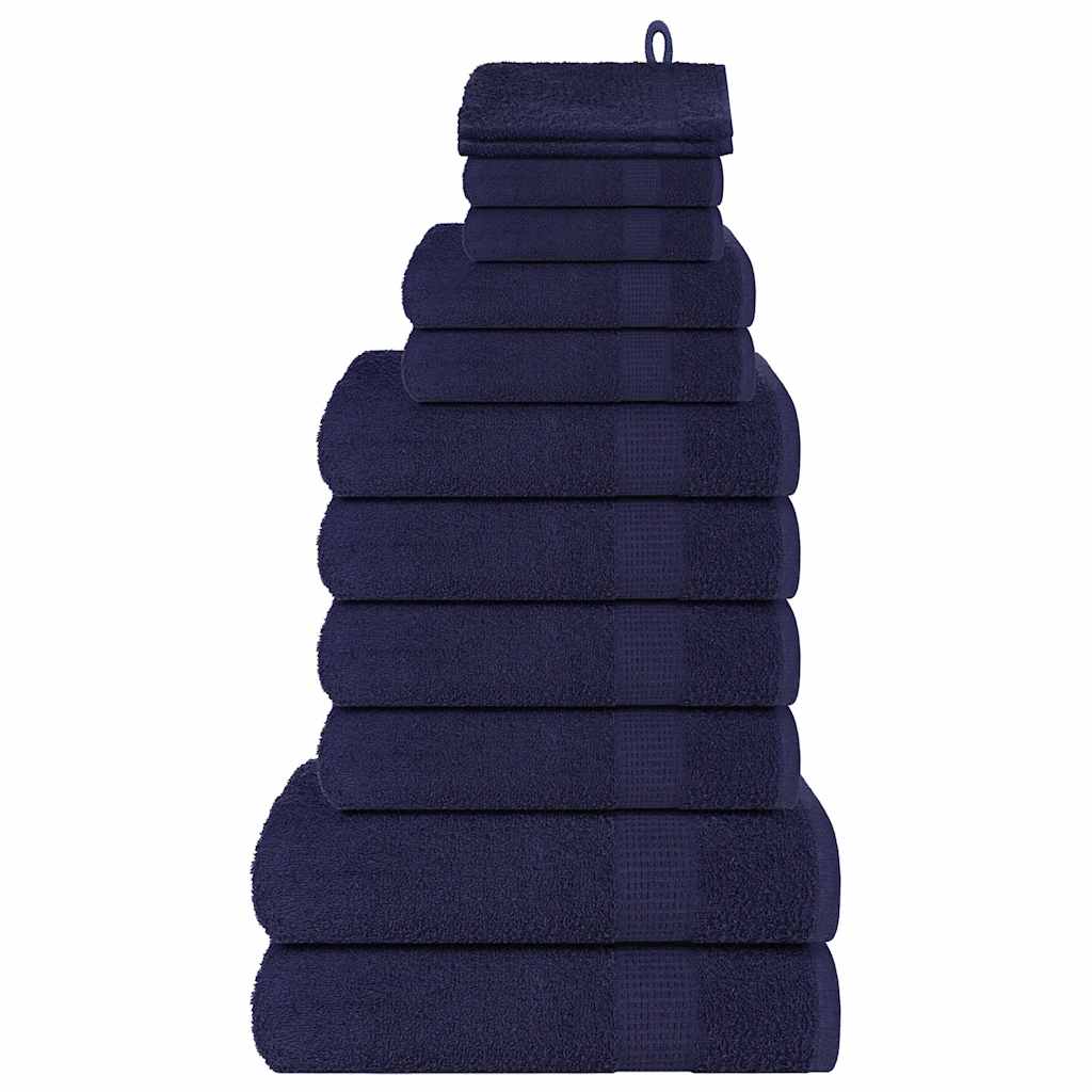 vidaXL 12 Piece Towel Set "FROGN" Navy Blue 360 gsm