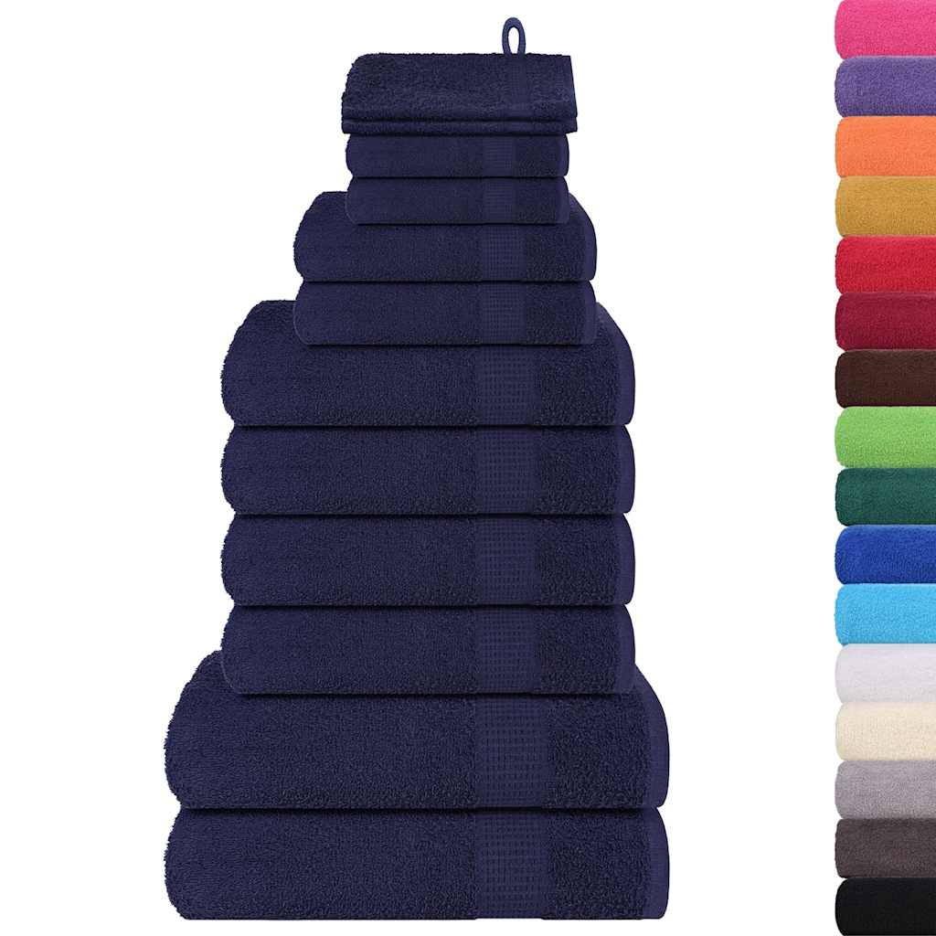 vidaXL 12 Piece Towel Set "FROGN" Navy Blue 360 gsm