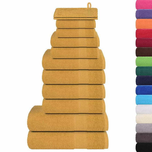vidaXL 12 Piece Towel Set "FROGN" Gold 360 gsm