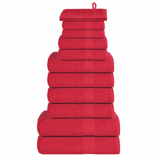 vidaXL 12 Piece Towel Set "FROGN" Red 360 gsm