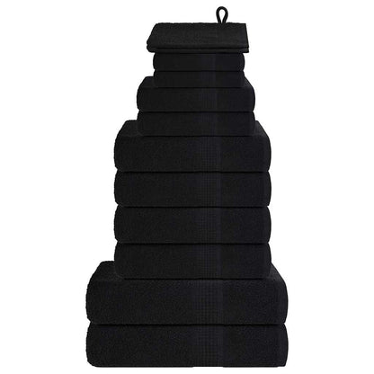 vidaXL 12 Piece Towel Set "FROGN" Black 360 gsm