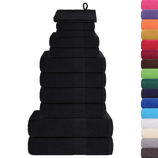 vidaXL 12 Piece Towel Set "FROGN" Black 360 gsm