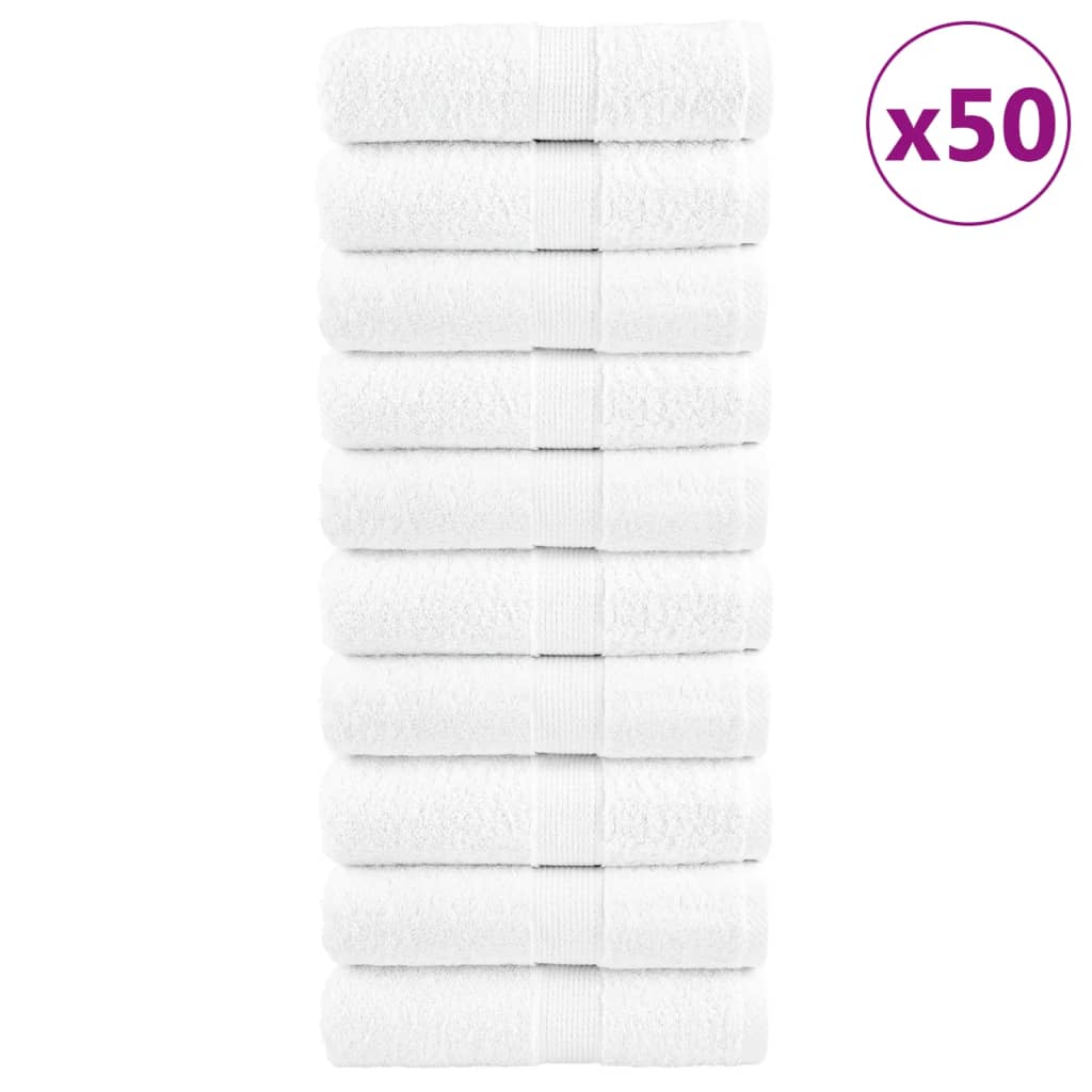 vidaXL Premium Washcloths "SOLUND" 50 pcs White 15x21 cm 600 gsm
