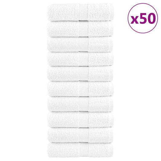 vidaXL Premium Guest Towels SOLUND 50pcs White 30x50cm 600gsm