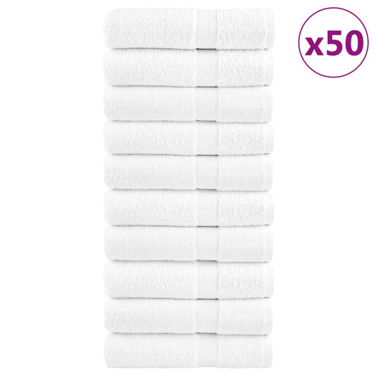 vidaXL Premium Hand Towels SOLUND 50pcs White 50x100cm 600gsm