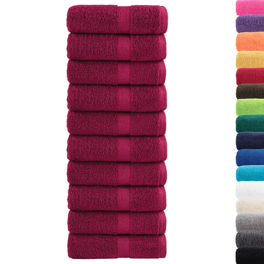 vidaXL Premium Guest Towels "SOLUND" 10 pcs Bordeaux 30x50 cm 600 gsm
