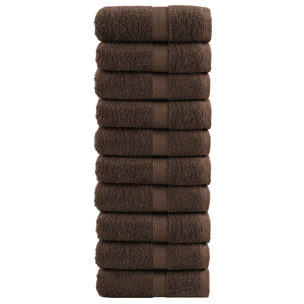vidaXL Premium Wash Towels "SOLUND" 10 pcs Brown 30x30 cm 600 gsm