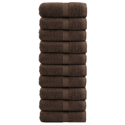 vidaXL Premium Wash Towels "SOLUND" 10 pcs Brown 30x30 cm 600 gsm