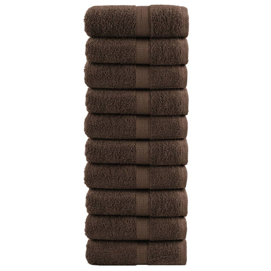 vidaXL Premium Wash Towels "SOLUND" 10 pcs Brown 30x30 cm 600 gsm