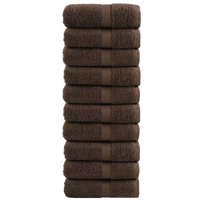 vidaXL Premium Guest Towels "SOLUND" 10 pcs Brown 30x50 cm 600 gsm