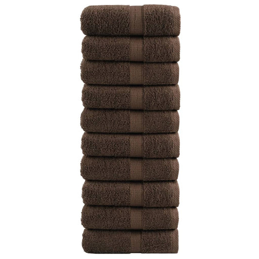 vidaXL Premium Guest Towels "SOLUND" 10 pcs Brown 30x50 cm 600 gsm