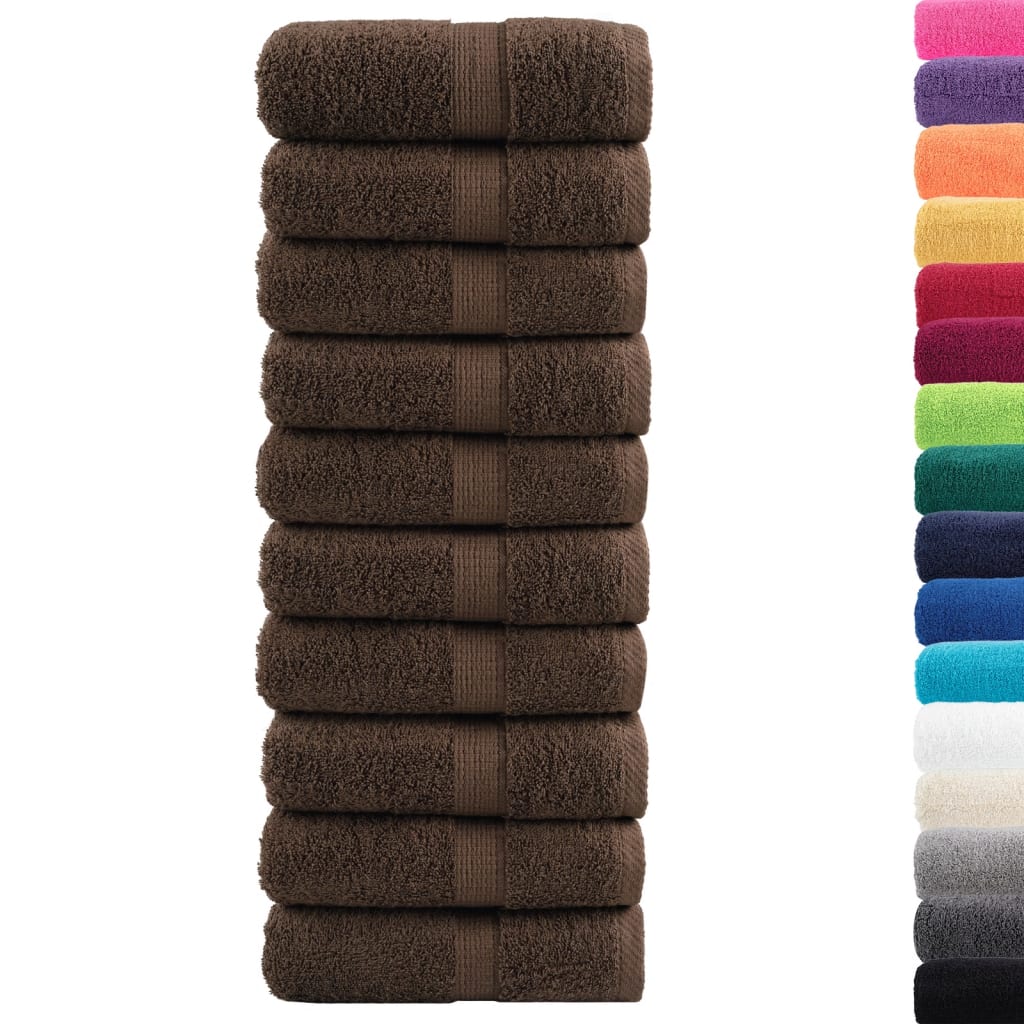 vidaXL Premium Guest Towels "SOLUND" 10 pcs Brown 30x50 cm 600 gsm