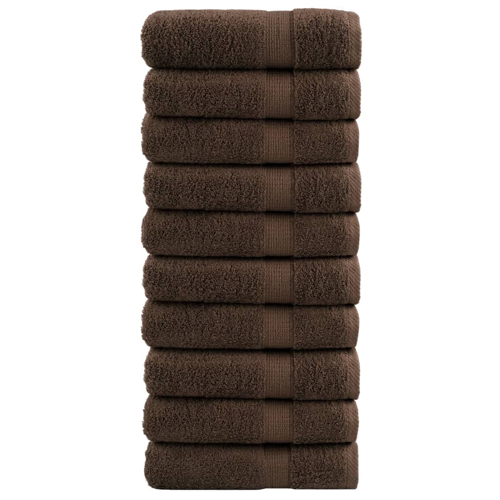 vidaXL Premium Hand Towels "SOLUND" 10 pcs Brown 50x100 cm 600 gsm