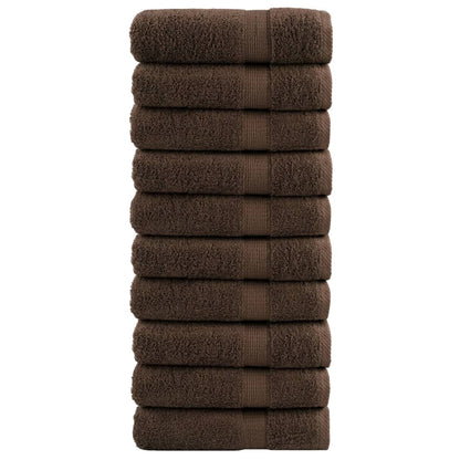 vidaXL Premium Hand Towels "SOLUND" 10 pcs Brown 50x100 cm 600 gsm