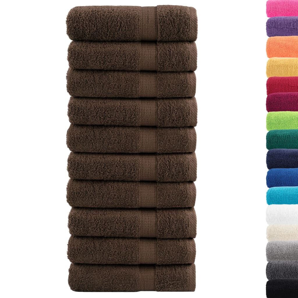 vidaXL Premium Hand Towels "SOLUND" 10 pcs Brown 50x100 cm 600 gsm