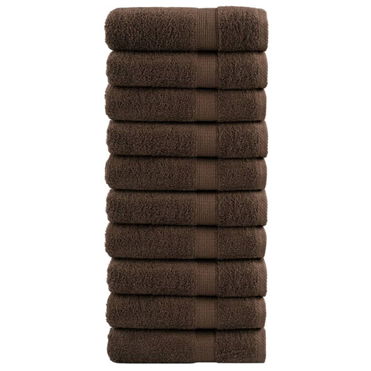vidaXL Premium Bath Towels "SOLUND" 10 pcs Brown 100x150 cm 600 gsm