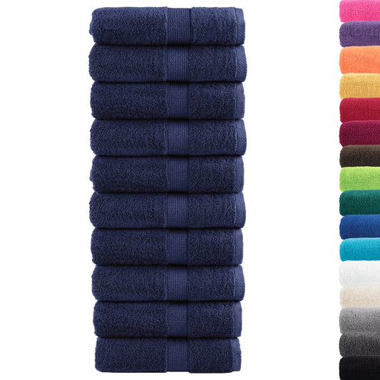 vidaXL Premium Guest Towels "SOLUND" 10 pcs Navy Blue 30x50 cm 600 gsm