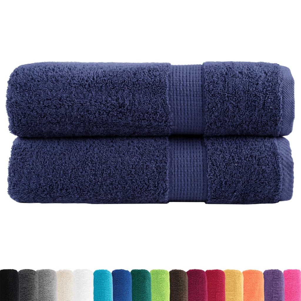 vidaXL Premium Bath Towels "SOLUND" 2 pcs Navy Blue 100x150 cm 600 gsm