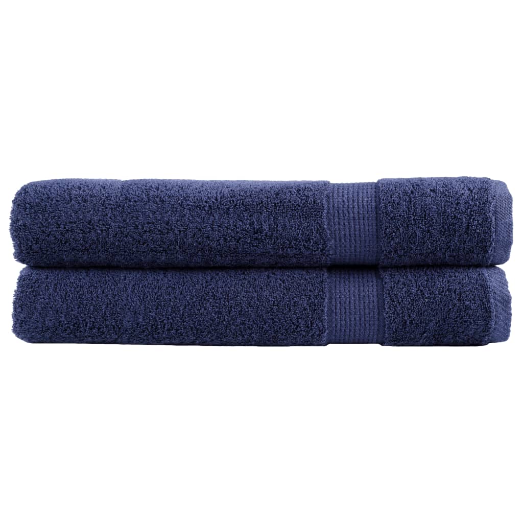 vidaXL Premium Sauna Towels "SOLUND" 2 pcs Navy Blue 80x200 cm 600 gsm