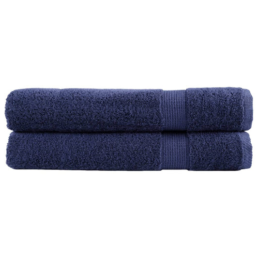 vidaXL Premium Sauna Towels "SOLUND" 2 pcs Navy Blue 80x200 cm 600 gsm