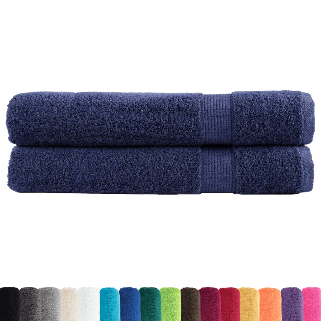 vidaXL Premium Sauna Towels "SOLUND" 2 pcs Navy Blue 80x200 cm 600 gsm