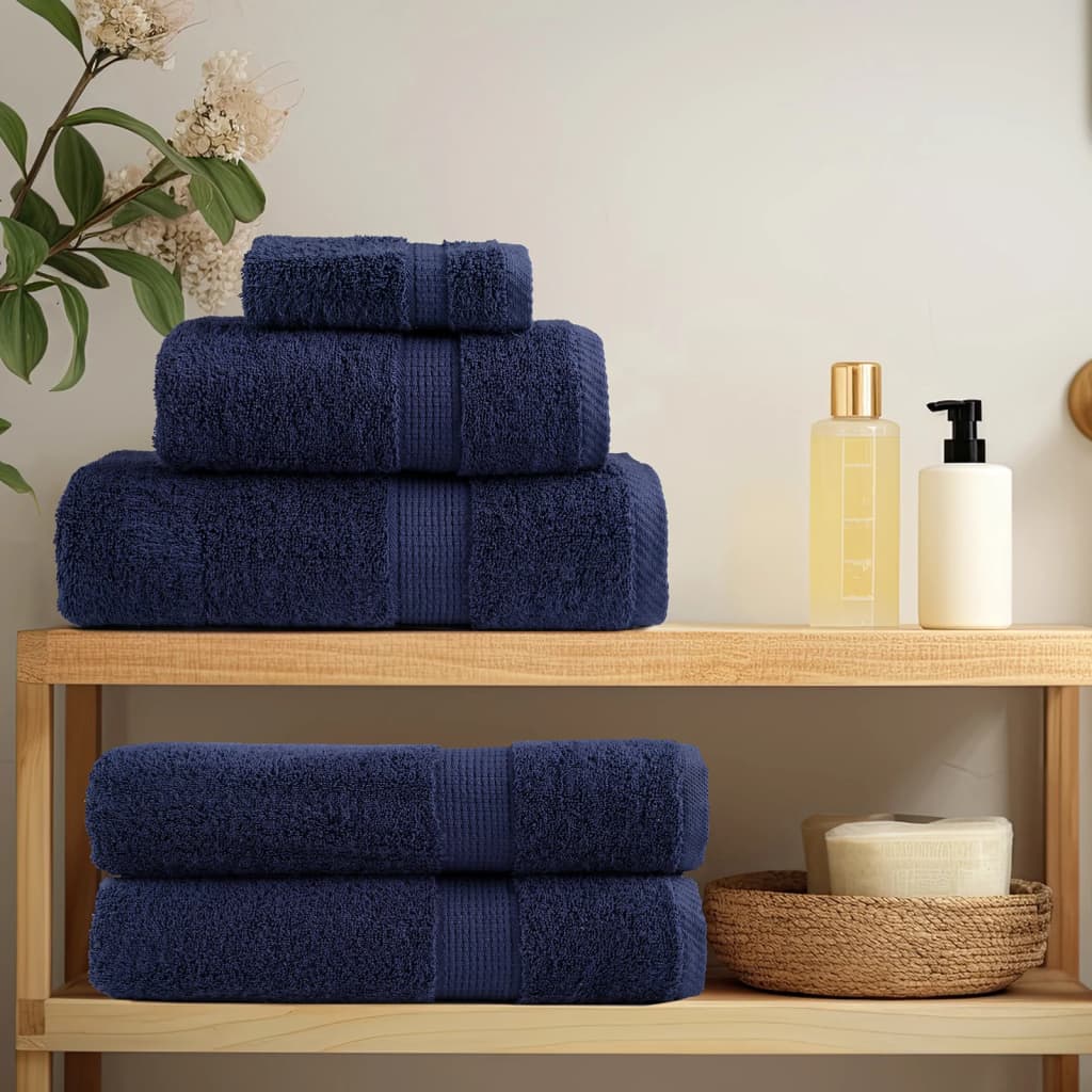 vidaXL Premium Sauna Towels "SOLUND" 2 pcs Navy Blue 80x200 cm 600 gsm