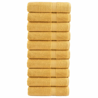 vidaXL Premium Bath Towels "SOLUND" 10 pcs Gold 100x150 cm 600 gsm