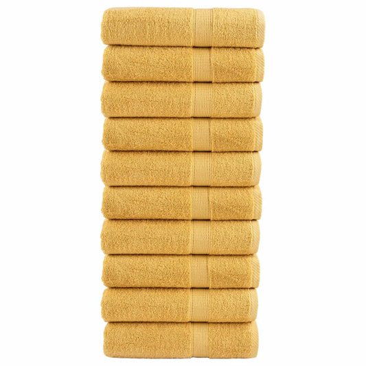 vidaXL Premium Bath Towels "SOLUND" 10 pcs Gold 100x150 cm 600 gsm