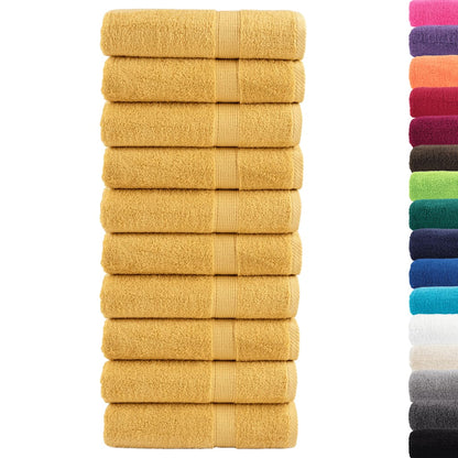 vidaXL Premium Bath Towels "SOLUND" 10 pcs Gold 100x150 cm 600 gsm