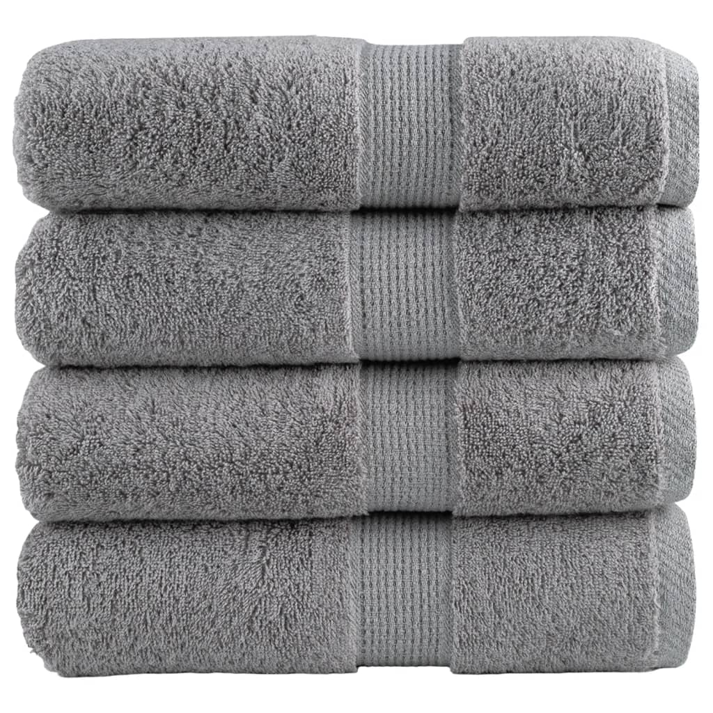 vidaXL Premium Guest Towels "SOLUND" 4 pcs Grey 30x50 cm 600 gsm
