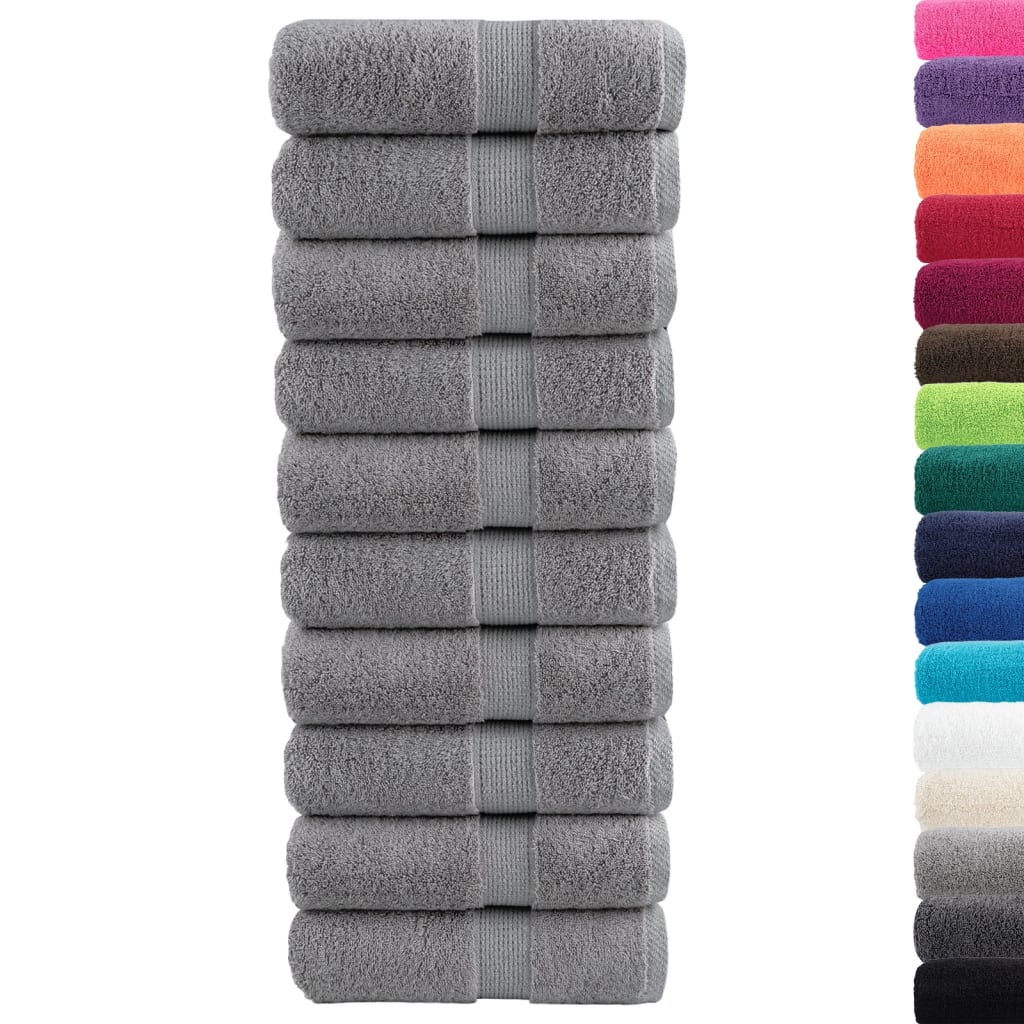 vidaXL Premium Guest Towels "SOLUND" 10 pcs Grey 30x50 cm 600 gsm