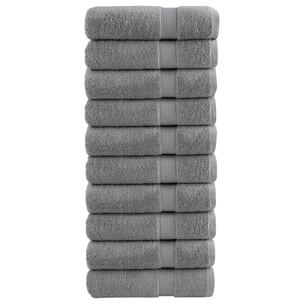 vidaXL Premium Hand Towels "SOLUND" 10 pcs Grey 50x100 cm 600 gsm