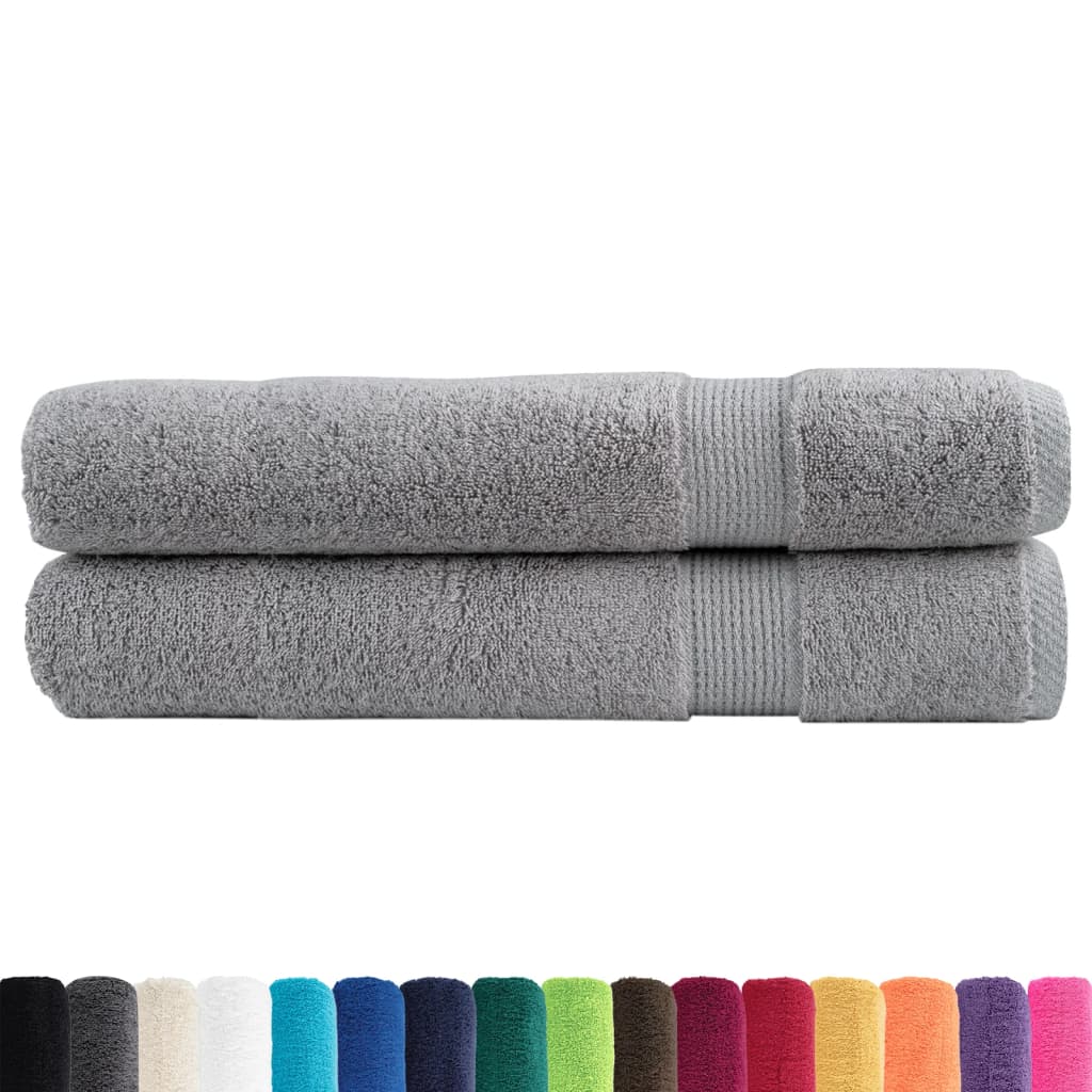 vidaXL Premium Sauna Towels "SOLUND" 2 pcs Grey 80x200 cm 600 gsm