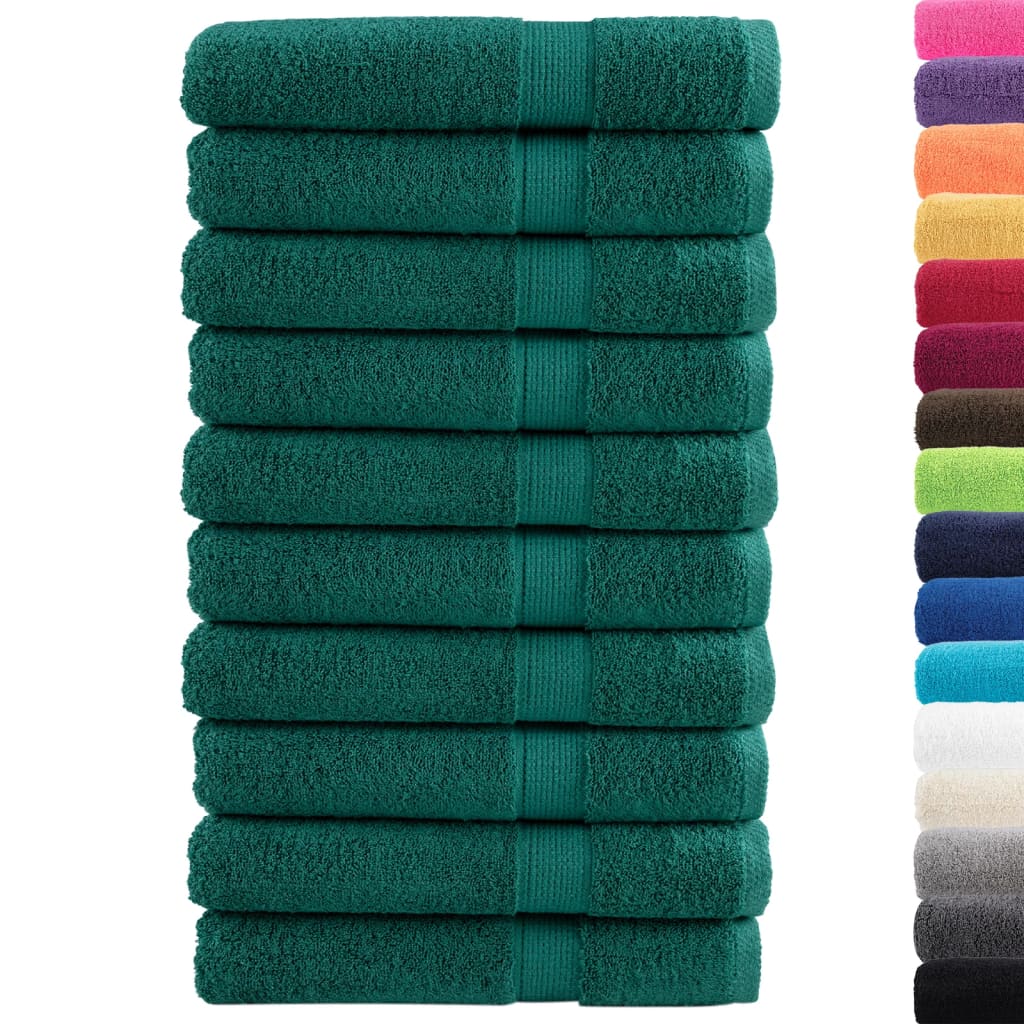 vidaXL Premium Towels SOLUND 10 pcs Green 100x200 cm 600 gsm