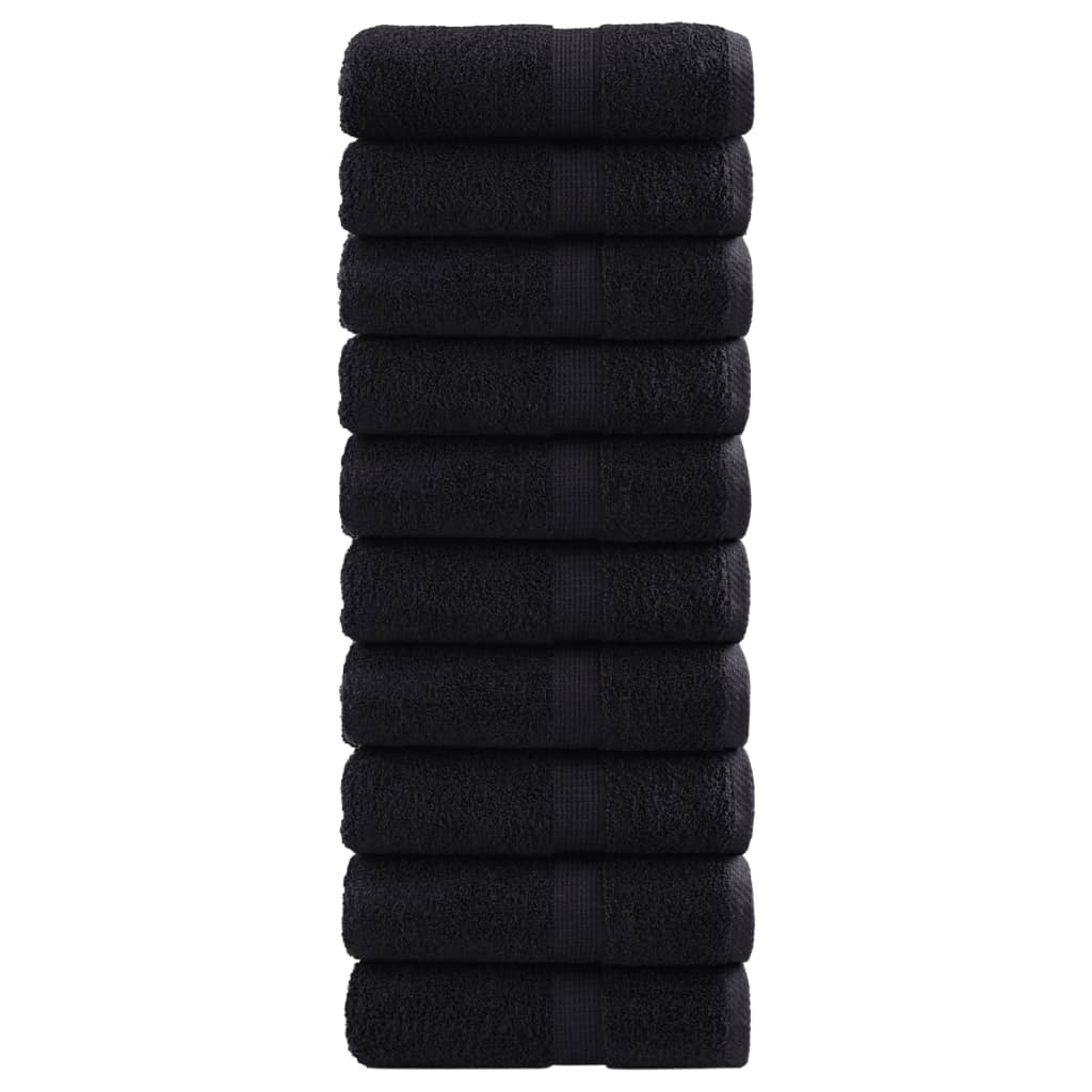 vidaXL Premium Wash Towels SOLUND 10 pcs Black 30x30 cm 600 gsm