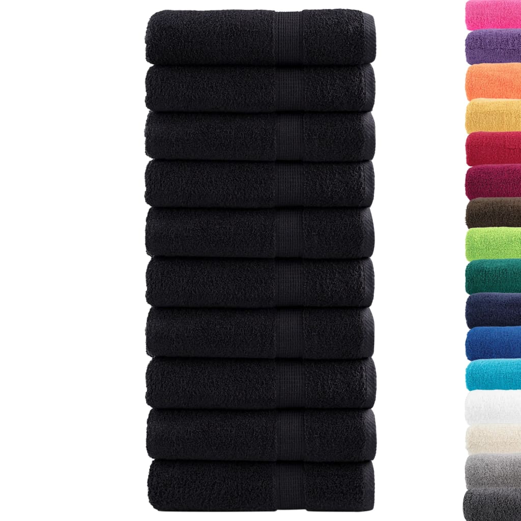 vidaXL Premium Hand Towels SOLUND 10 pcs Black 50x100 cm 600 gsm