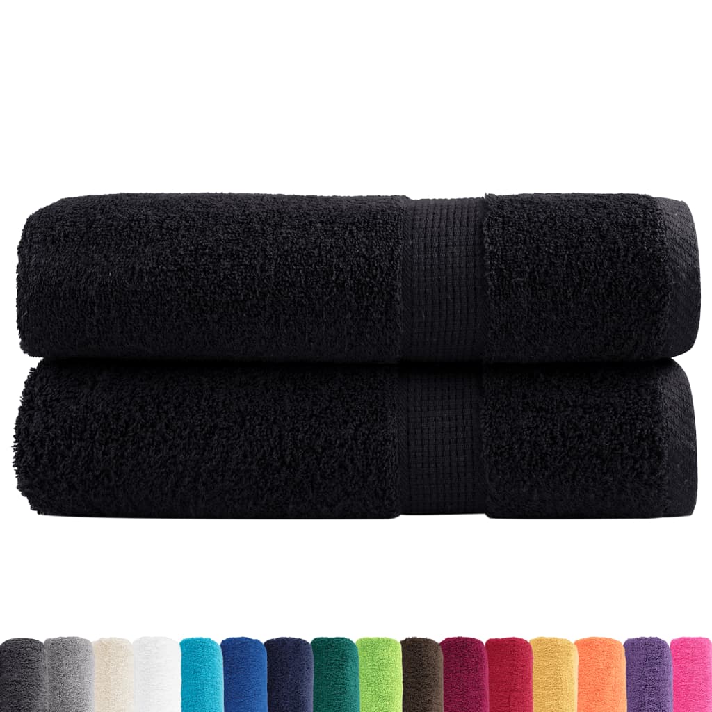 vidaXL Premium Shower Towels SOLUND 2 pcs Black 70x140 cm 600 gsm