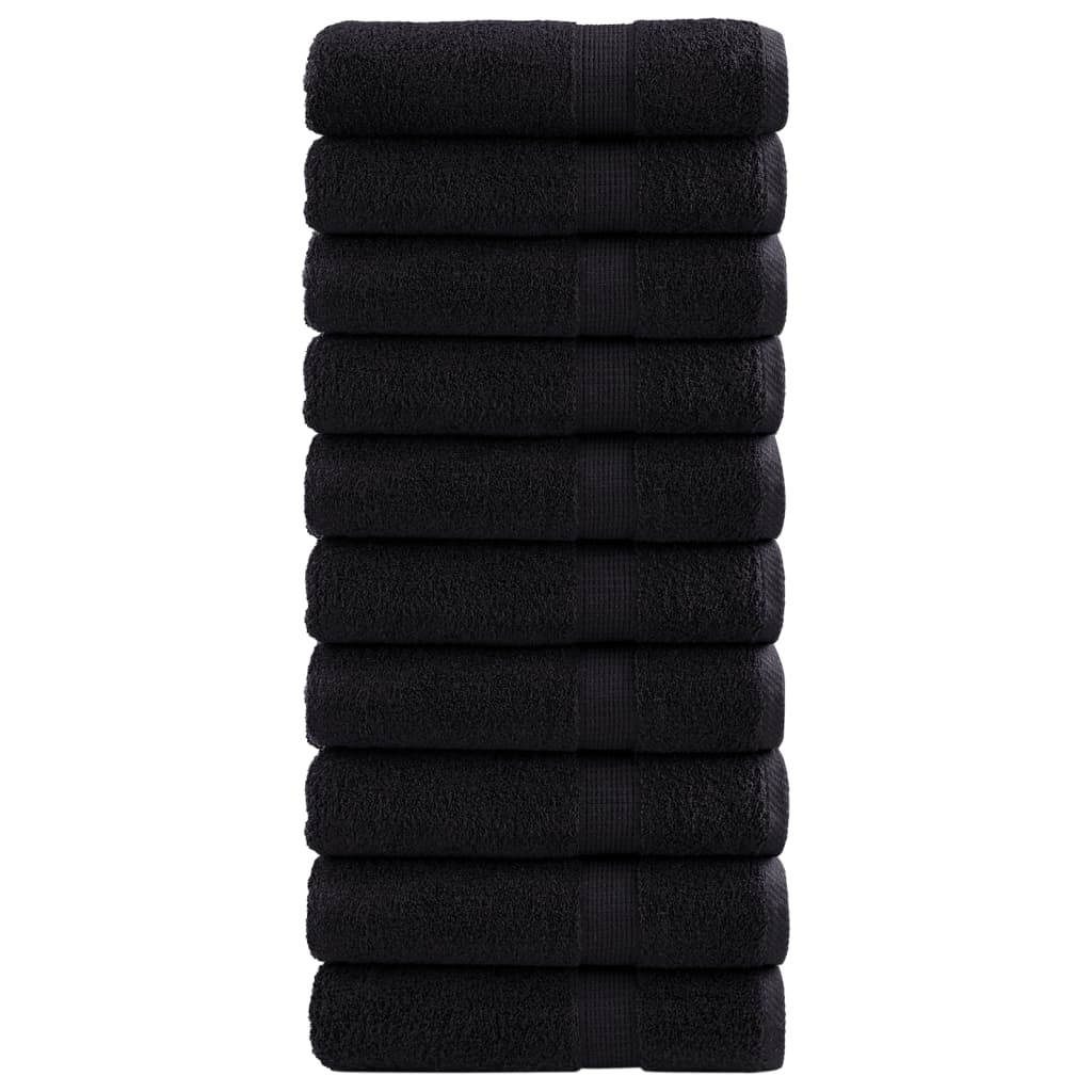 vidaXL Premium Bath Towels "SOLUND" 10 pcs Black 100x150 cm 600 gsm