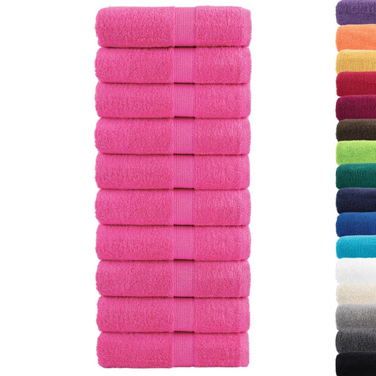 vidaXL Soap Towel | Set of 10 | Pink | 100% ring-spun cotton | 30x30 cm | Square
