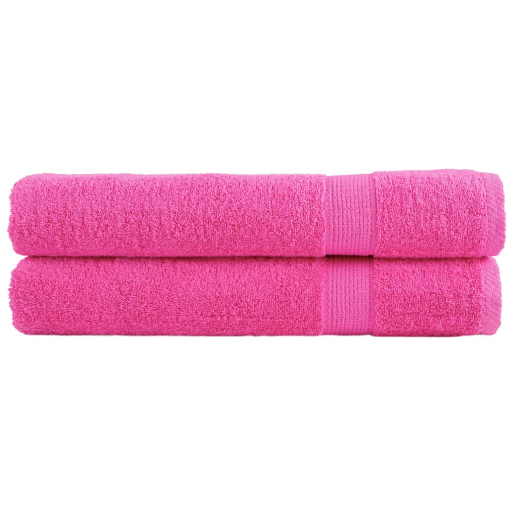 vidaXL Towel | Set of 2 | Pink | 100% ring-spun cotton | 100 x 200 cm