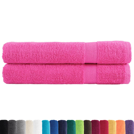 vidaXL Towel | Set of 2 | Pink | 100% ring-spun cotton | 100 x 200 cm