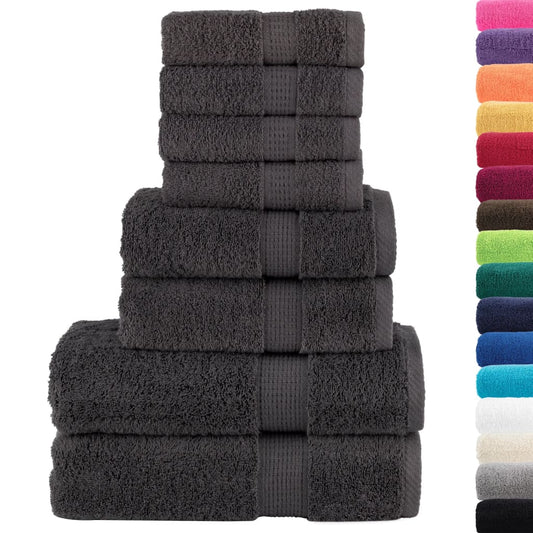 vidaXL Towel Set | Anthracite | 100% Ring-Spun Cotton | Guest, Hand, Shower